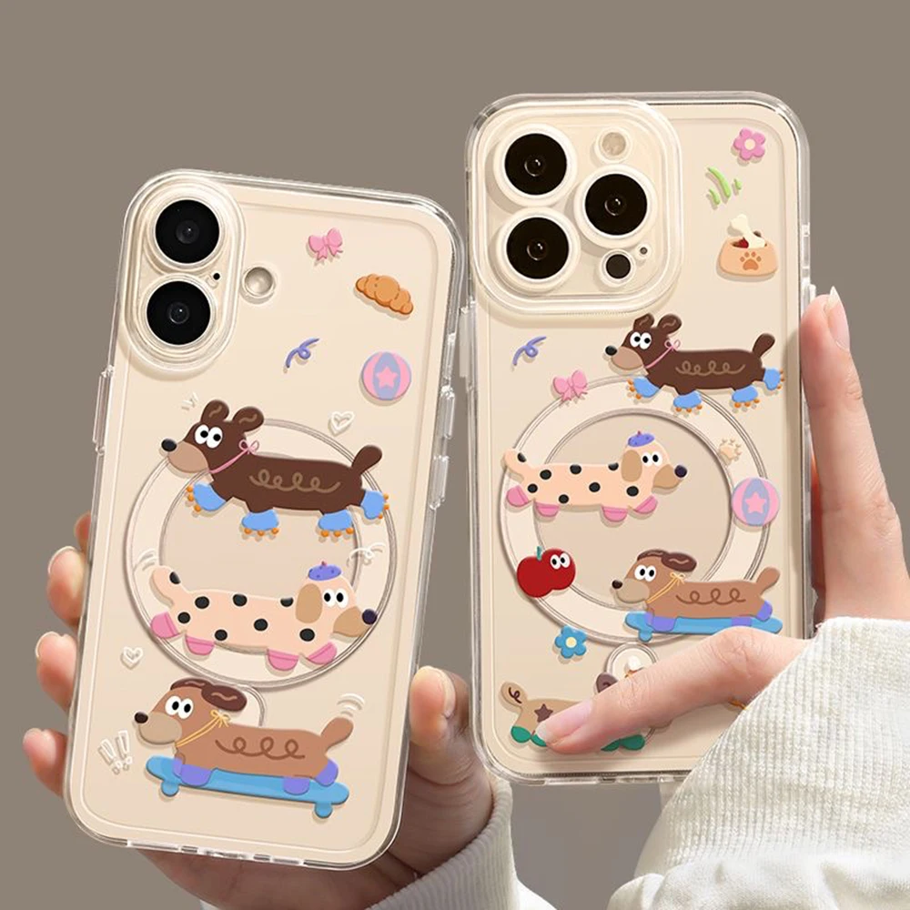 Cute dachshunds luxury Magsafe Magnetic Phone Case for iPhone 16 15 14 13 12 11 8 7 Plus Pro Max X XR XSMax Soft Clear Tpu Cover