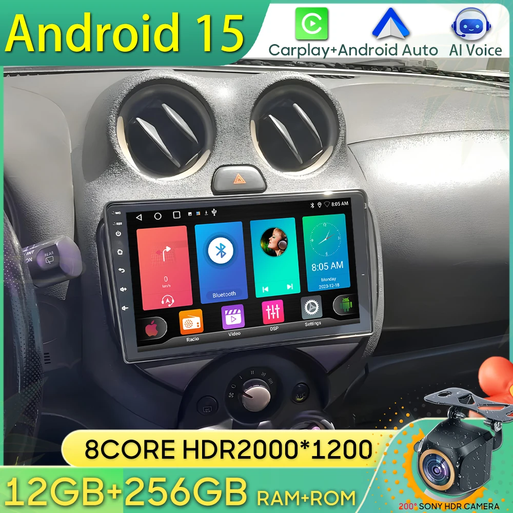 

Android 15 Car Radio For Nissan March MICRA 2010 2011 2012 2013 GPS Navigation Android Auto Carplay Wifi Video Stereo 4G No 2din