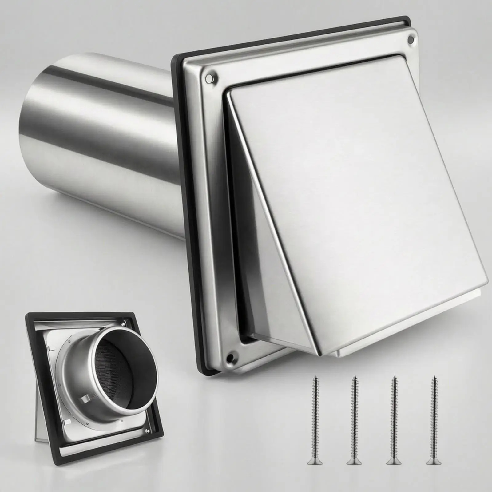 Stainless Steel Dryer Vent Hood Weather-Resistant Dryer Duct Vent with Backdraft Protection Rust-Resistant for Laundry Rooms,