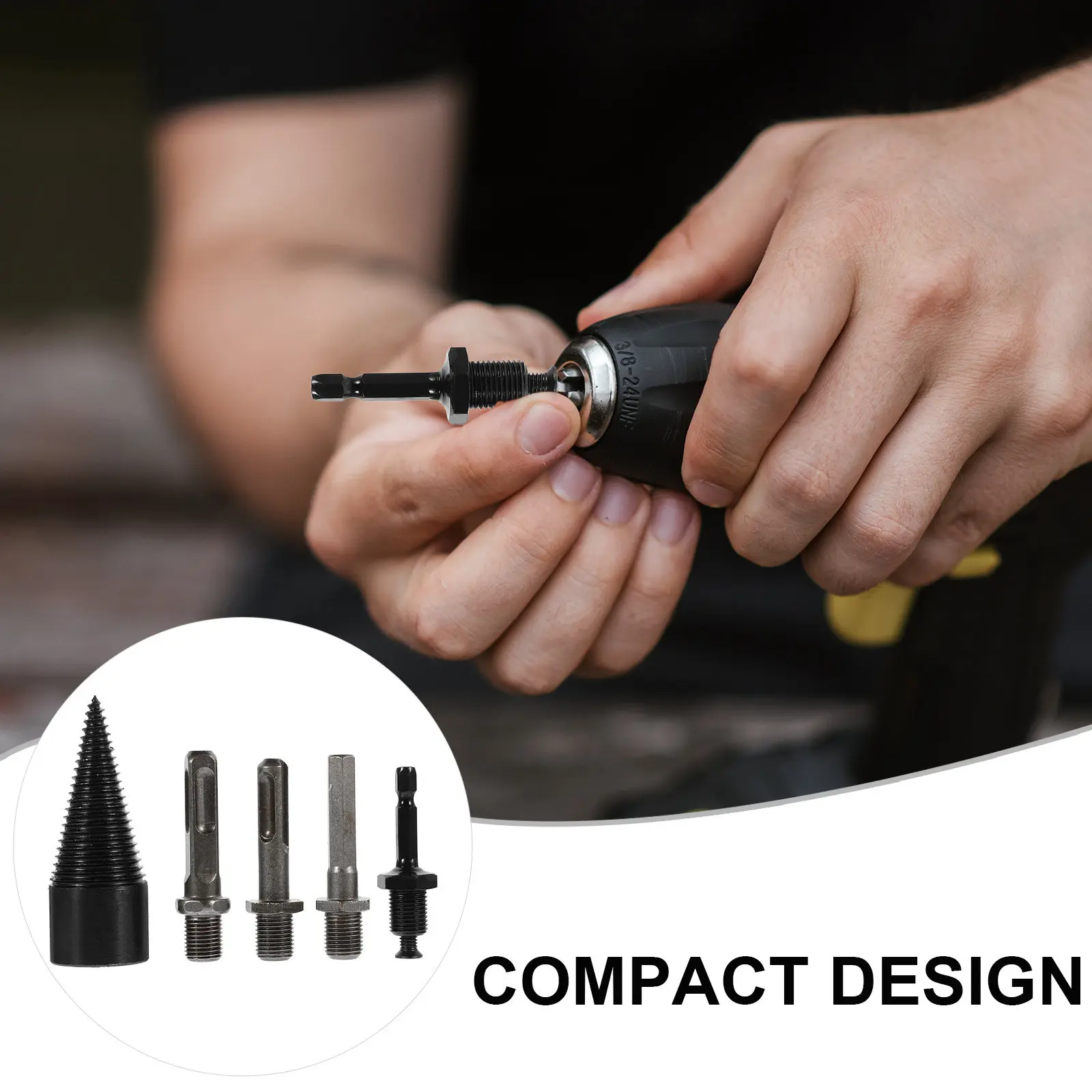 5pcs Wood Splitter Drill Bit Firewood Splitting Tool Metal Cone Drill For Woodworking Durable Steel Material Professional