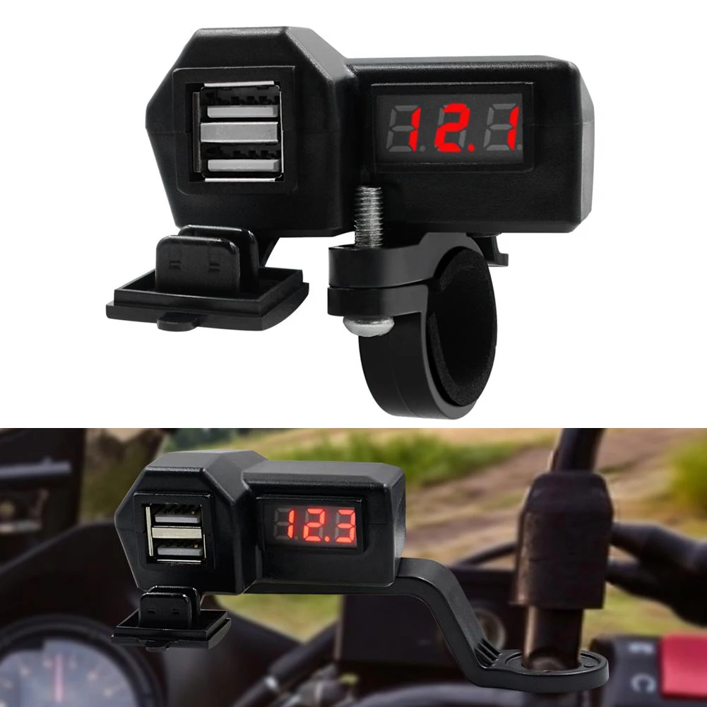 

10-24 В 3,1 А быстрая зарядка двойной USB-разъем водонепроницаемое зарядное устройство на руль мотоцикла цифровой измеритель напряжения с переключателем ВКЛ/ВЫКЛ