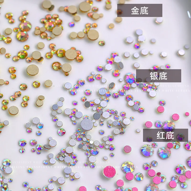 1440개 혼합 네일 아트 컬러 플랫 바텀 소형 원형 다이아몬드 인기 소형 네일 액세서리 도매