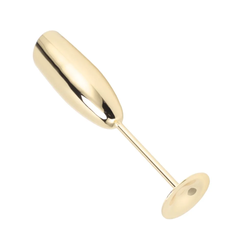 Unbreakable 304 Stainless Steel Metal Goblet Gold Plated Bevel Mouth Long Stem Cup Rust Proof Gold Champagne Glass Home