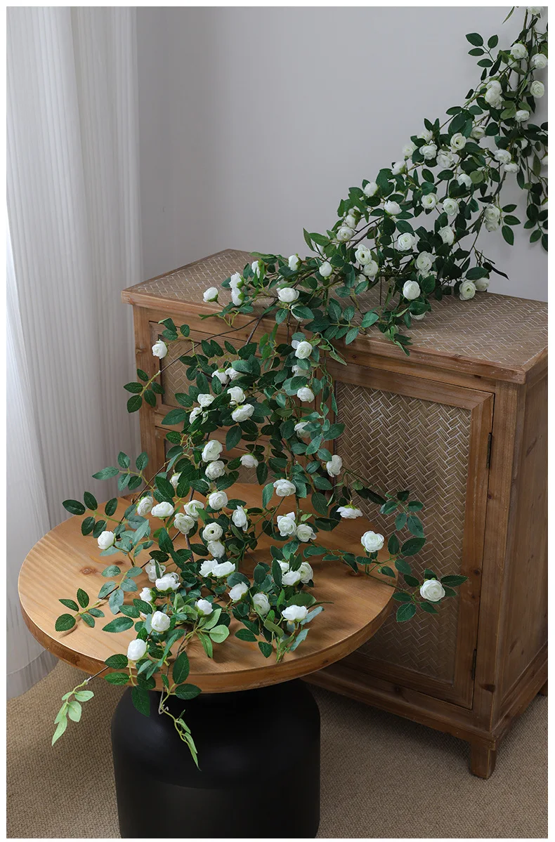 Künstliche Efeugirlande, Seidenrosen-Hängepflanzen, künstliche Blumen für Hochzeit, Zuhause, Garten, Wandbogen-Dekoration, künstliche Rosen – Detail 23
