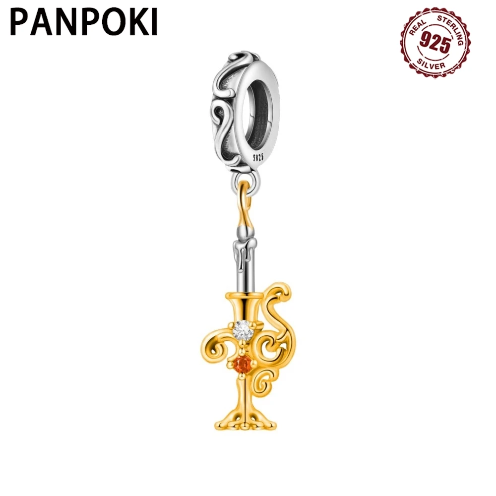 

925 Sterling Silver Vintage Candlestick Pendant Bracelet Charms Fit Bangle For Women Jewelry Party Beads Fine Gift DIY Accessory
