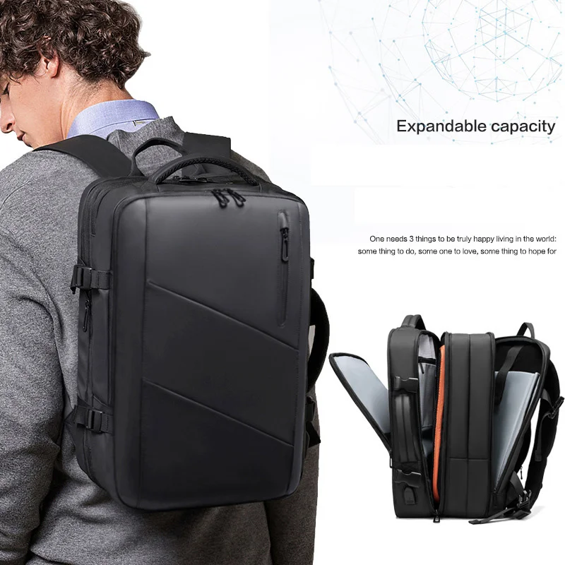 

Men Extension Travel Backpack 17 inch Business Laptop Bag Multi-Layer 39L Large Capacity Waterproof Teenage school