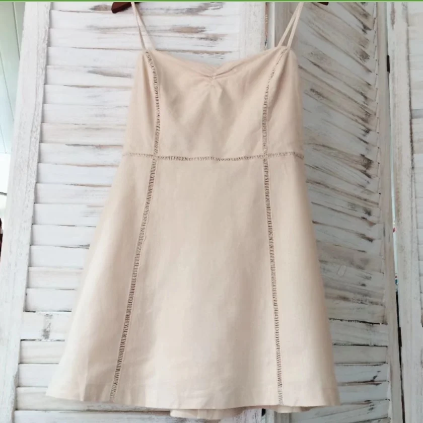 Puro cotone e lino Bal V-Ne Strap Dr con nodo Gonna a trapezio sexy ort monopezzo Summer Faion