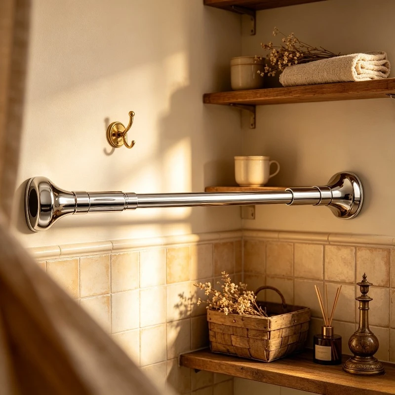 Heavy-duty Telescopic Clothes Drying Pole,No-drill Support Bar for Balcony Curtain, Adjustable Wardrobe Rack with Non-slip Base.
