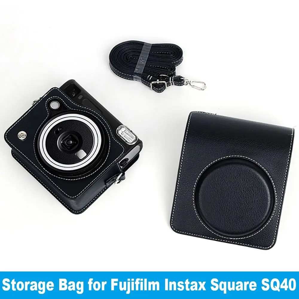 PU Leather Instant Camera Case Shockproof Adjustable Strap Photography Pouch Retro Portable for Fujifilm Instax Square SQ40