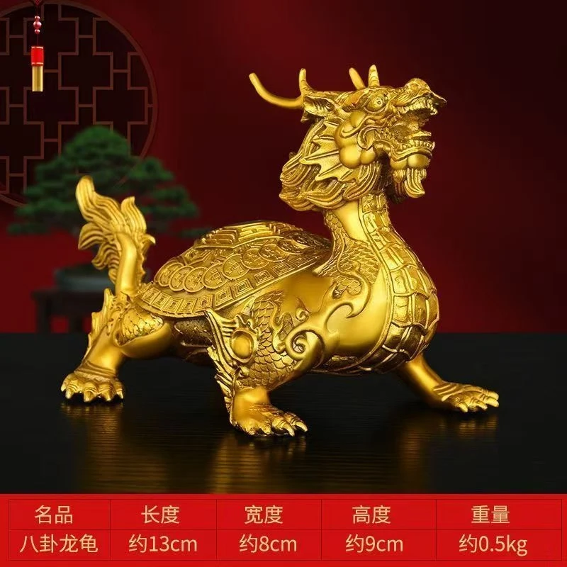 Brass Ornaments Living Room And Office Decoration, Pair Of Eight-Trigram Dragon Turtle Desktop Decorations For
