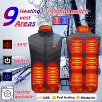 9 Areas Heating Vest  Men Women Heated Coat Winter Warm Usb Electric Heated Clothing Intelligent Ski Heating Down Cotton Jacket