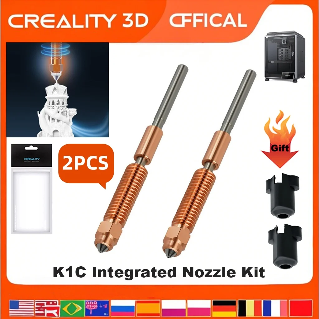 

2PCS Creality K1C Nozzle Kit Unicorn Quick Swap Nozzle 0.2/0.4/0.6/0.8/1.0MM for K1C/K1 Max/Ender-3 V3/V3 Plus 3D Printer Nozzle