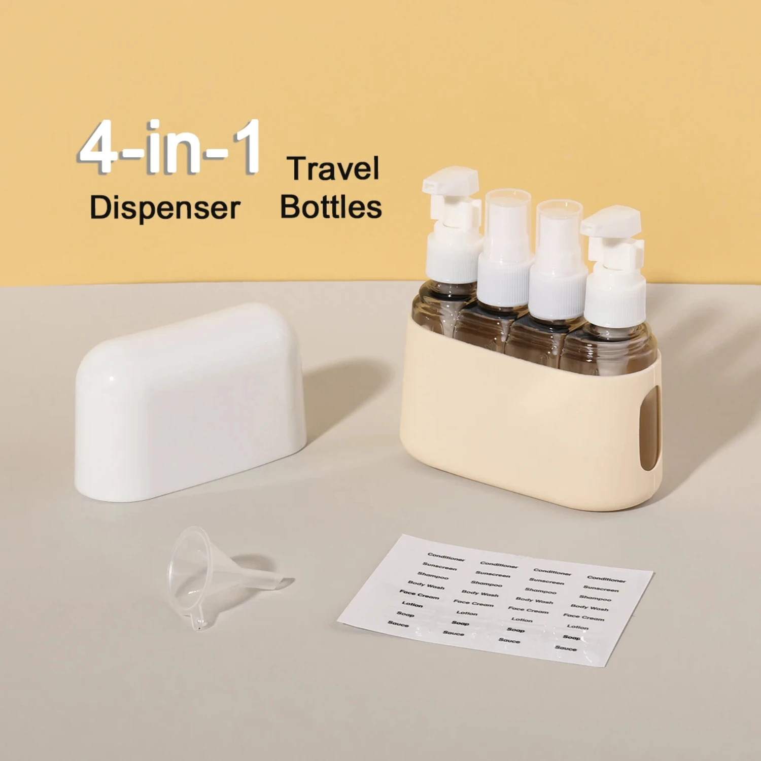 Conjunto de garrafas de viagem compactas, convenientes e ecológicas - Acessórios essenciais 4 em 1 para sua jornada - Garrafas recarregáveis de 50ml