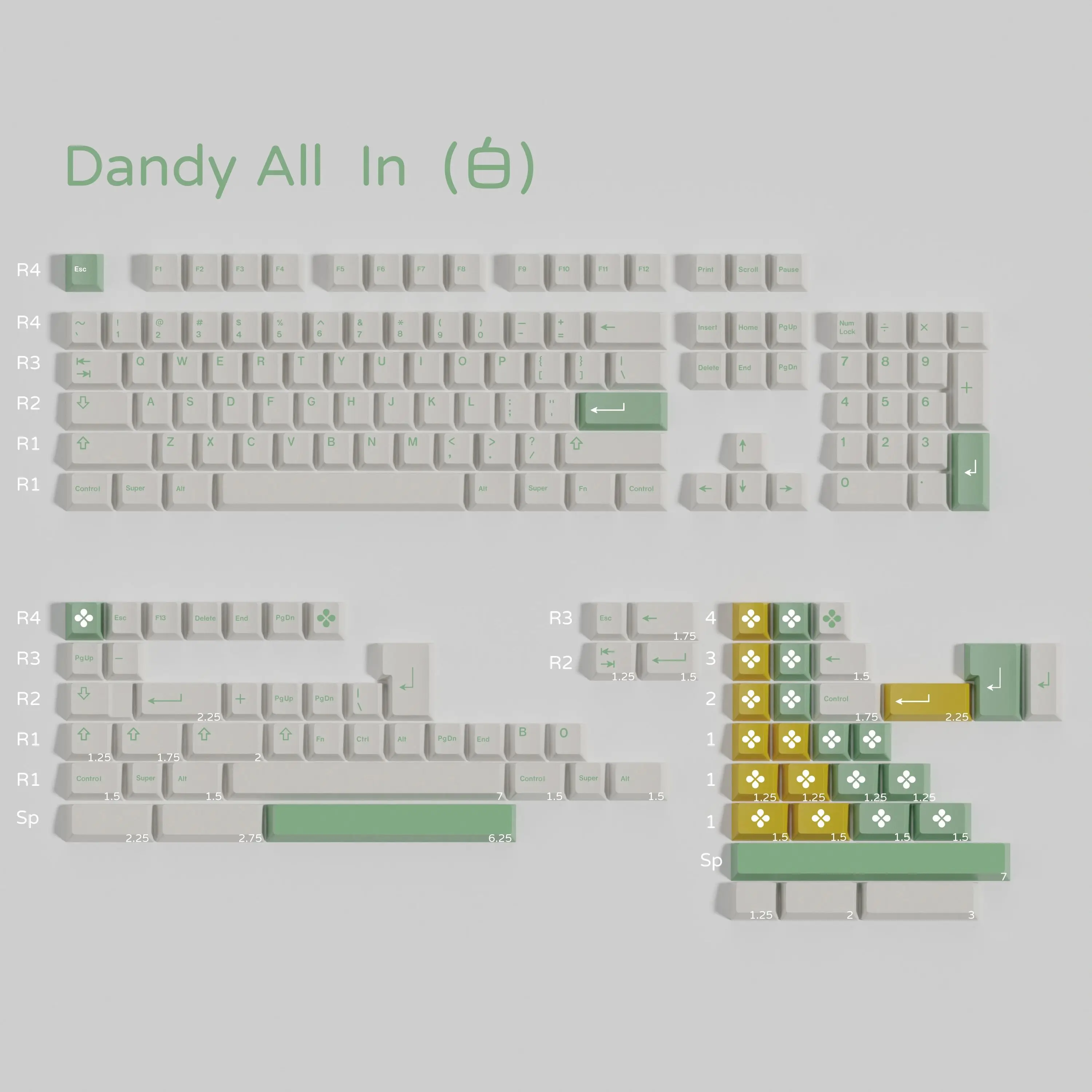 PBT GMK Dandy Keycaps Set Cherry Profile Dye Sublimation GMK Clone Key Caps For MX Switch Mechanical Keyboard Split Spacebar