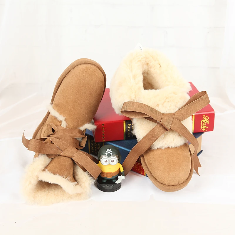 

Australia Women Snow Boots 100% Genuine Sheepskin Leather Natural Fur Wool Boots Warm Winter Woman shoes large size 34-43