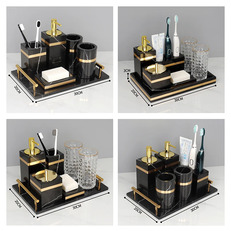 

Набор для ванной комнаты Nero Marquina из натурального мрамора, Золотая роскошная мыльница, держатель для зубных щеток, дозатор мыла, аксессуары для ванной комнаты