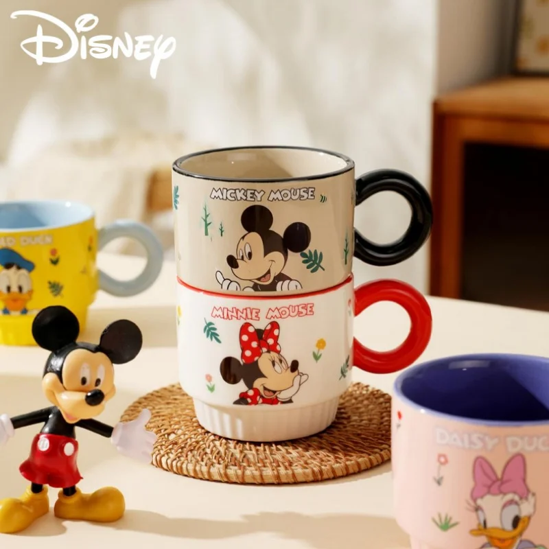 Anime Disney Mickey Minnie Donald Duck Children'S Fun Mug Home Milk Water Cup Ceramic  Mickey Drinking Water Handle Cup Gift