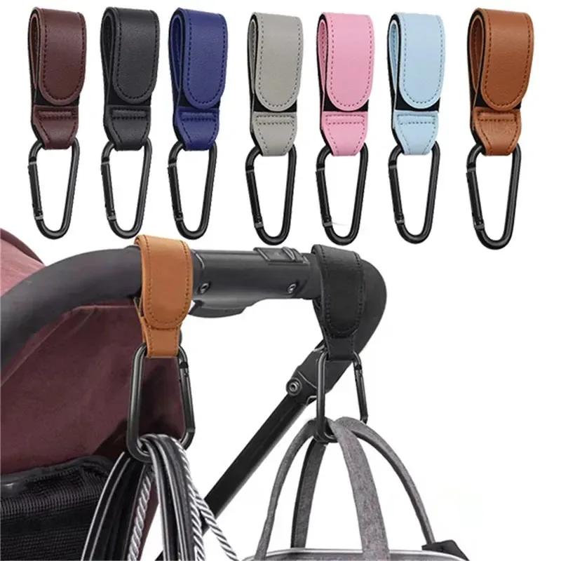 1/2pcs PU Leather Baby Stroller Hook for Pram Rotate 360 Degree Rotatable Cart Organizer Hook Accessories