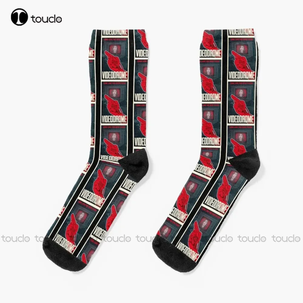 Videodrome (1983) Poster Socks American Flag Socks Men Personalized Custom Unisex Adult Teen Youth Socks Street Skateboard Socks