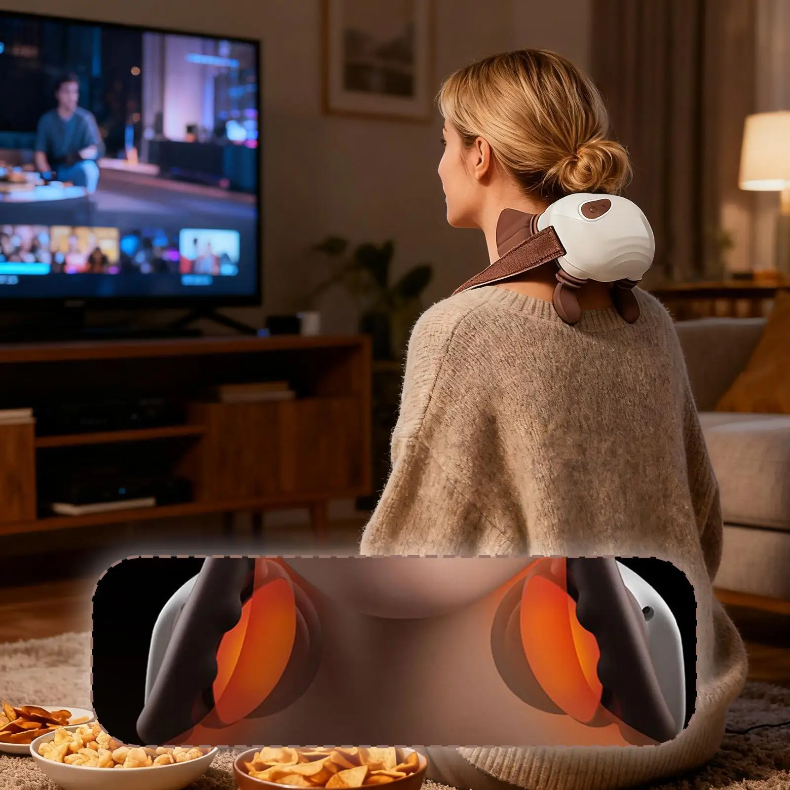 

Массажер для шеи с подогревом, инструменты для теплового массажа, массажер для шеи с глубоким подогревом для женщин, папы, мамы, домашнего офиса, тренажерного зала, работы, путешествий