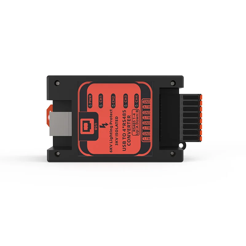 

Промышленный преобразователь USB Type-B в 4 порта RS485 с изоляцией 3 кВ и молниезащитой 6 кВ