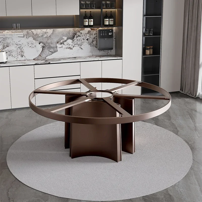 Italienischer runder Esstischsockel, Tischbeine aus Edelstahl mit Steinplatten, runde Tischbeine aus Marmor