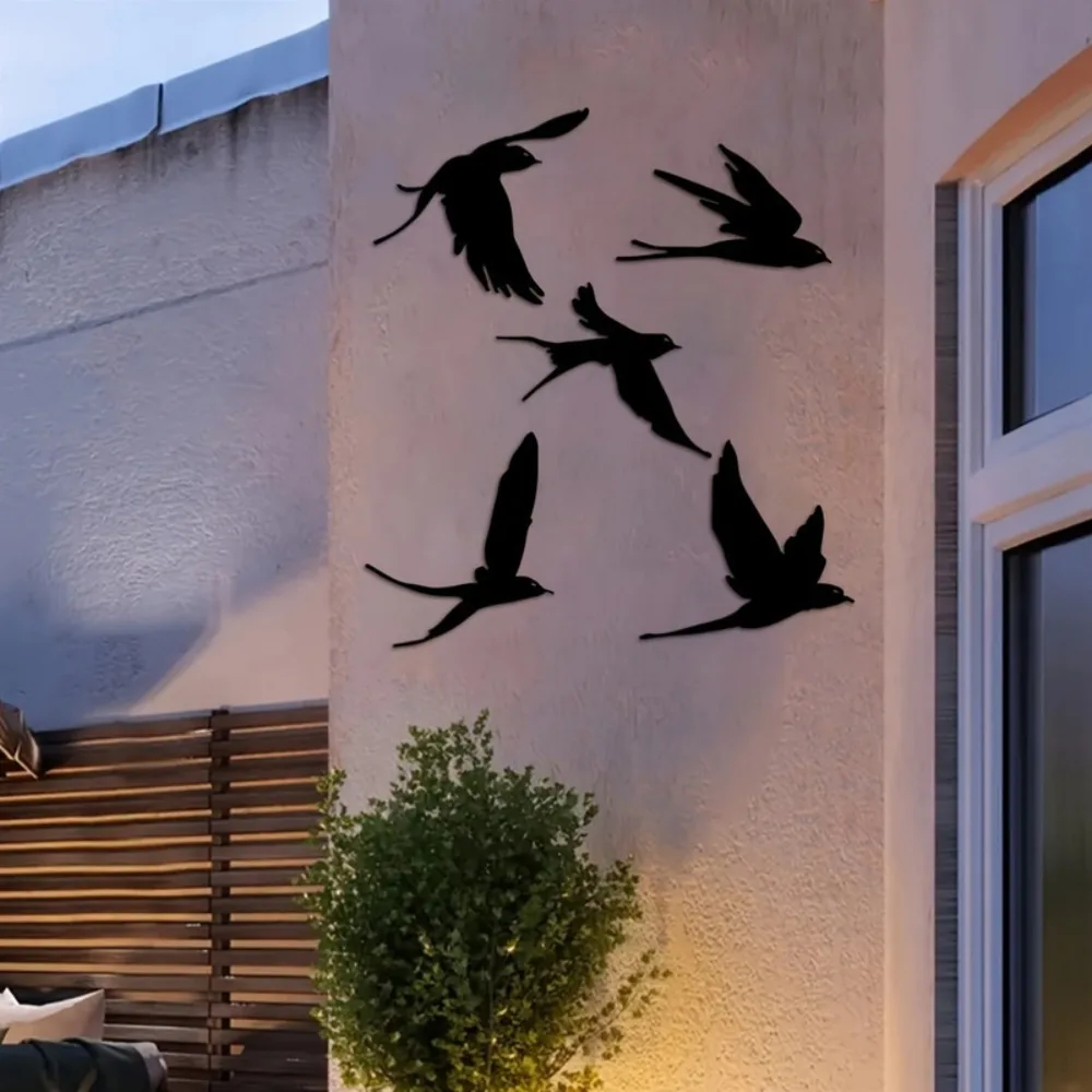 CIFBUY Bird Silhouette Metal Wall Art Iron Decor Set Modern Hanging Sculpture For Indoor Outdoor Home Garden Patio Balcony Plaqu
