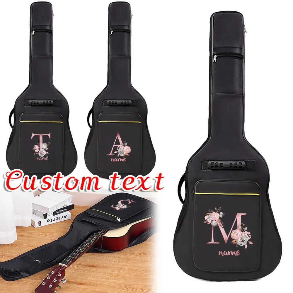 

Персонализированная сумка для гитары на заказ, черная, водонепроницаемая, с мягким наплечным ремнем, аксессуары для гитары
