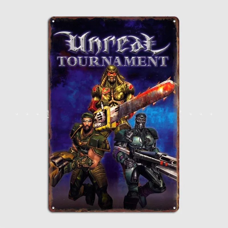 Unreal Tournament Classic Game Cover Art Poster Metal Sign Bedroom Indoor Home Decor Bar Custom Posters Wall Room Decorations
