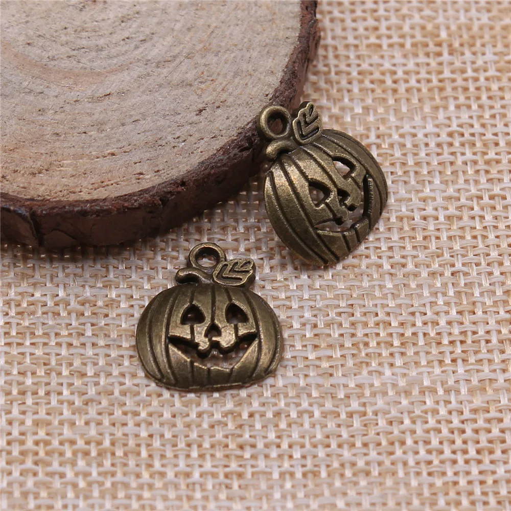20pcs 18x15mm(0.71x0.59inch) 2 Colors Pumpkin Halloween Charms Jewelry Accessories Wholesale