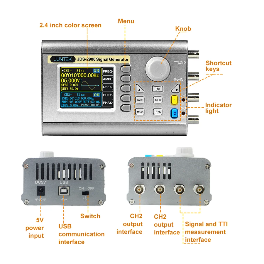 JDS2900 60MHz Digital Control Dual Channel DDS Function Arbitrary Waveform Signal Generator Sweep Counter Frequency Meter