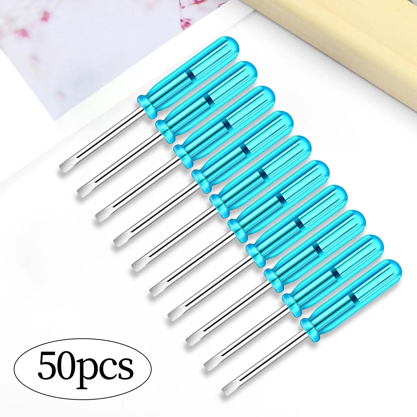 50Pcs 2mm Mini Screwdrivers Set Repair Tool Blue Handle Screwdriver for Toy Repair Easy to Carry Around Easy to Grab Practical