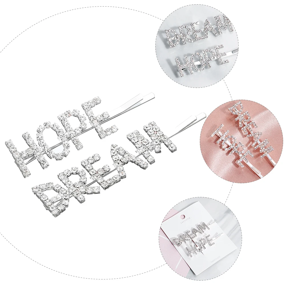 

Alloy Letter Hairpin Women Accessories Rhinestone Decorated Lightweight Bobby Pin for Wedding Party Daily Use Small Hair Clips