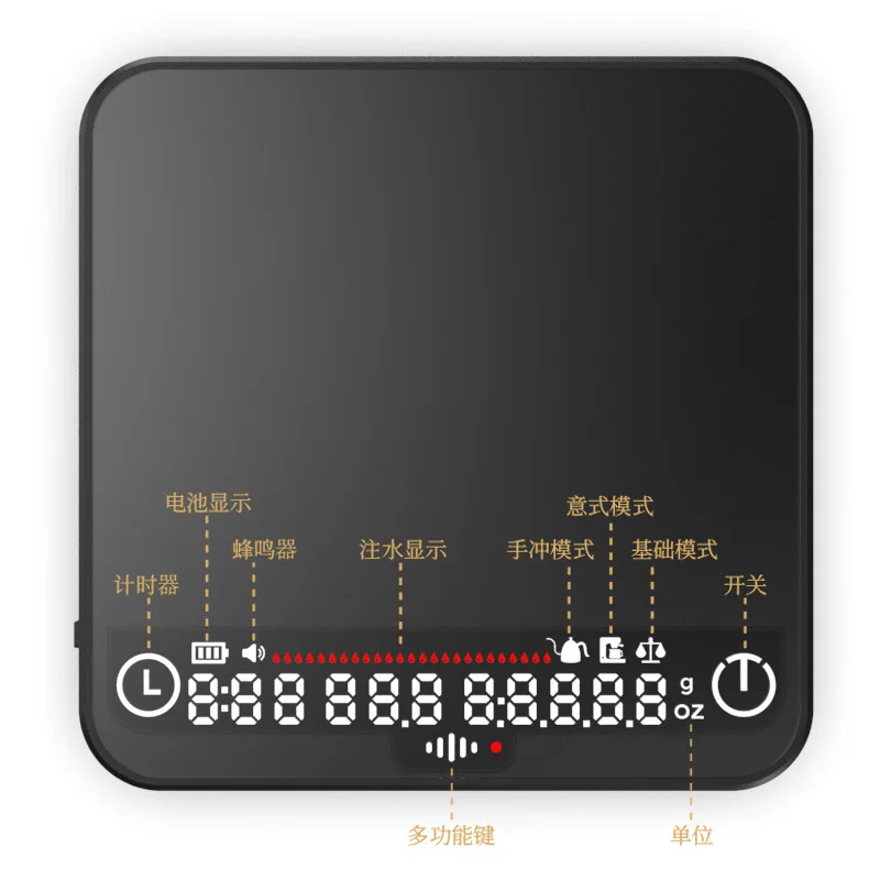 Smart Glass Surface Coffee Scale with Dual Display, Timer for Espresso and Pour-Over, Portable Precision Electronic Balance