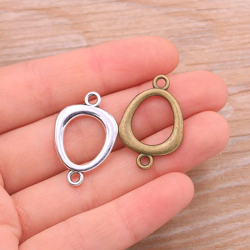 20PCS 18*27mm Wholesale New Product Two Color Oval Charms Geometry Connector Jewelry Metal Alloy DIY Marking