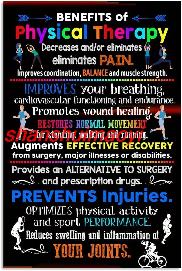 JIUFOTK Benefits Of Physical Therapy Metal Signs Therapist Office Plaque Decoration Physical Therapy Posters Home Room C ALIMAO