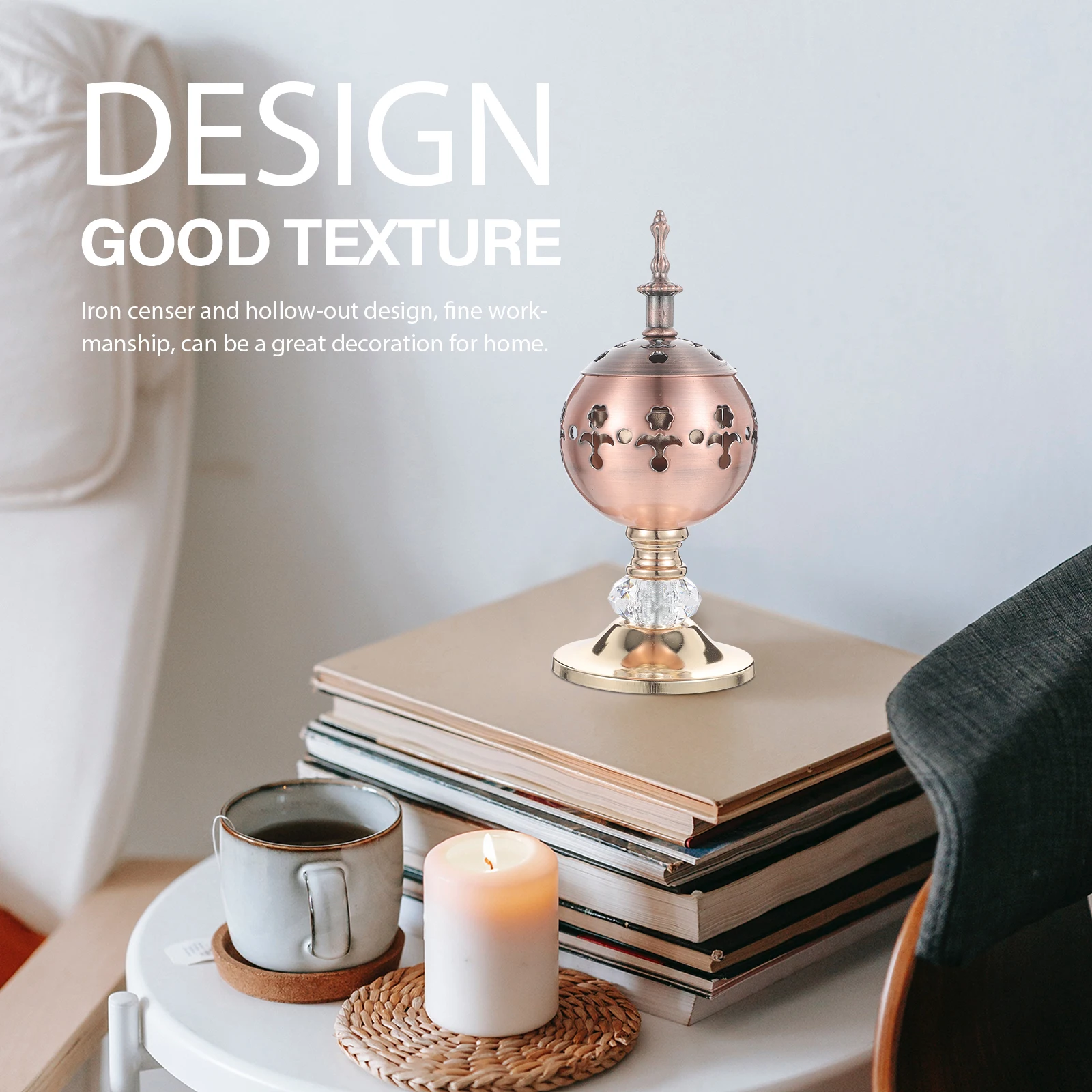 

1Pcs Iron Censer Candlestick Hollow-Out Design Stand for Home Office Restaurant Decoration Stand