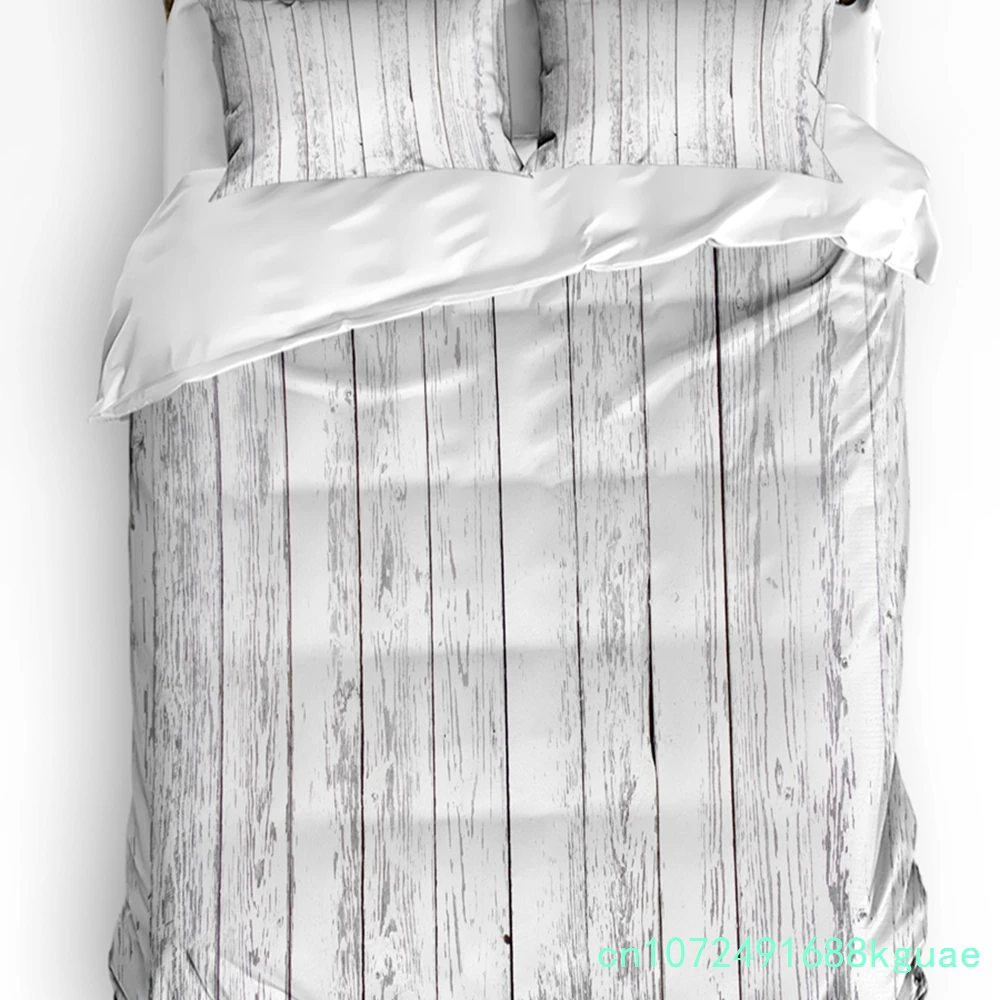 Silver Wooden Board Retro Style 3pcs Bedding Set For Bedroom Double Bed Home Textile Duvet Cover Quilt Cover Pillowcase