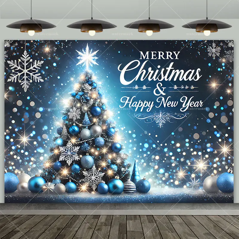 

New Christmas Backdrop Party Decor Supplies Xmas Tree Snow Scene Gift Kids Portrait Family Photo Background Photography Props