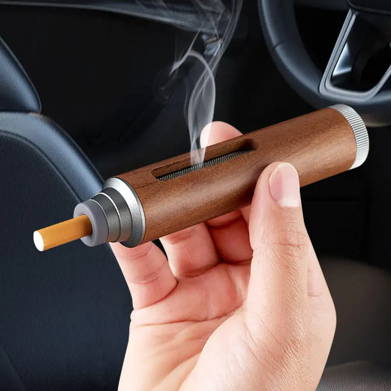 Dee'Err luxury In stock portable wood car ashtray home use smokeless wooden car cigarette handheld ashtray wholesale