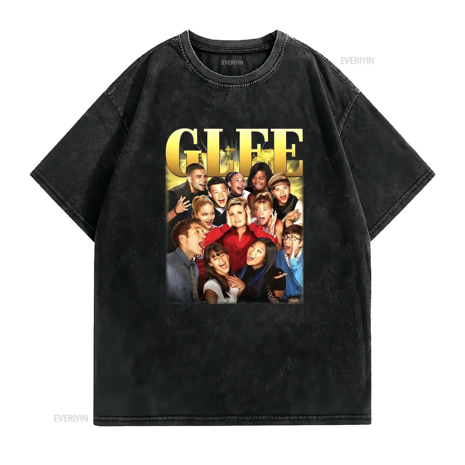 Maglietta Glee Cast Merchandise della Serie TV Musicale vintage Washed designer clothes graphic Top For Everyday Wear Slightly