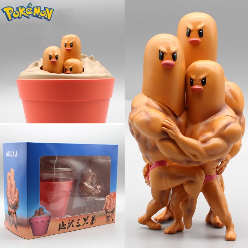 

Anime Action Figure Muscle Dugtrio Statue Pvc Toys Garage Kit Go Game Dugtrio Figurine Toys Children New Year Gift