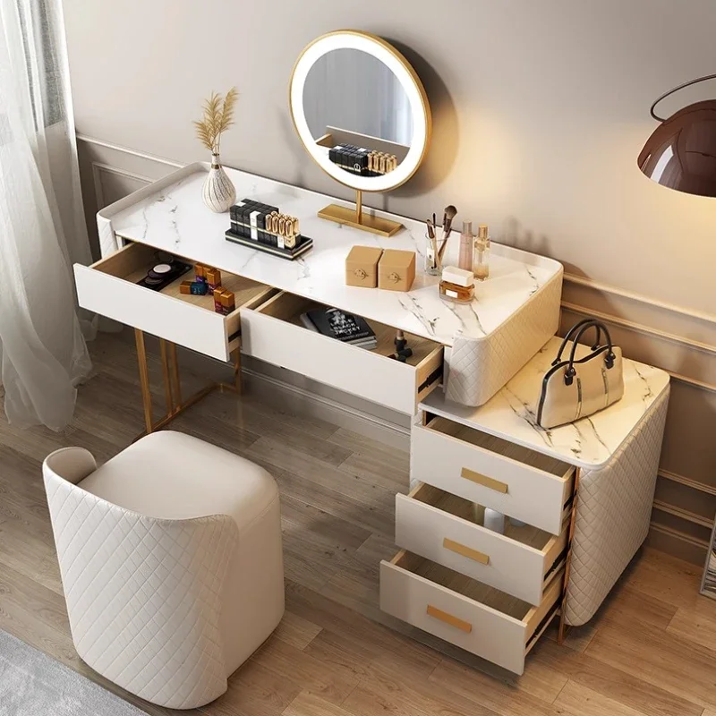 

Leather Storage Cabinet Makeup Table Makeup Vanity Dressing Table Dressers Toiletries Bedroom Furniture Modern Rock Slab Faux