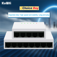 KuWFi 5/8 Port Desktop Network Switch 10/100Mbps Ethernet Switch Adapter Fast RJ45 Ethernet Switcher Switching Auto MDI/MDIX