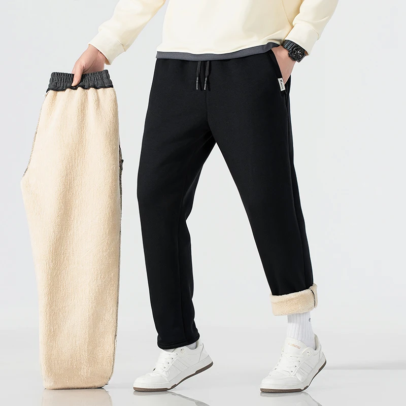 

Winter Male Loose Outdoor Casual Pants Windproof Pants Winter Men's Home Pants Casual Men's Workwear New Style Fleece Pants