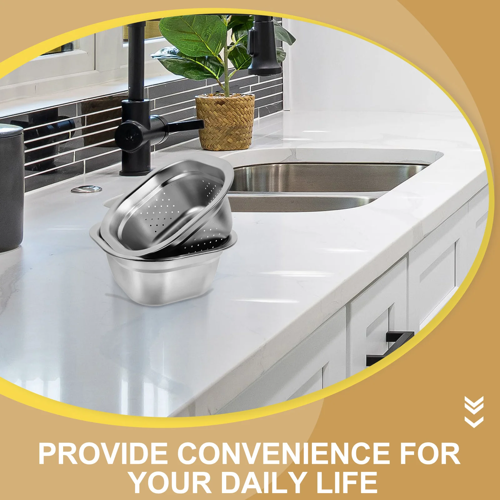 

1Set Stainless Steel Rice Strainer Basket Fine Mesh Colander 21cm Vegetable Fruit Washing Basin Kitchen Accessory