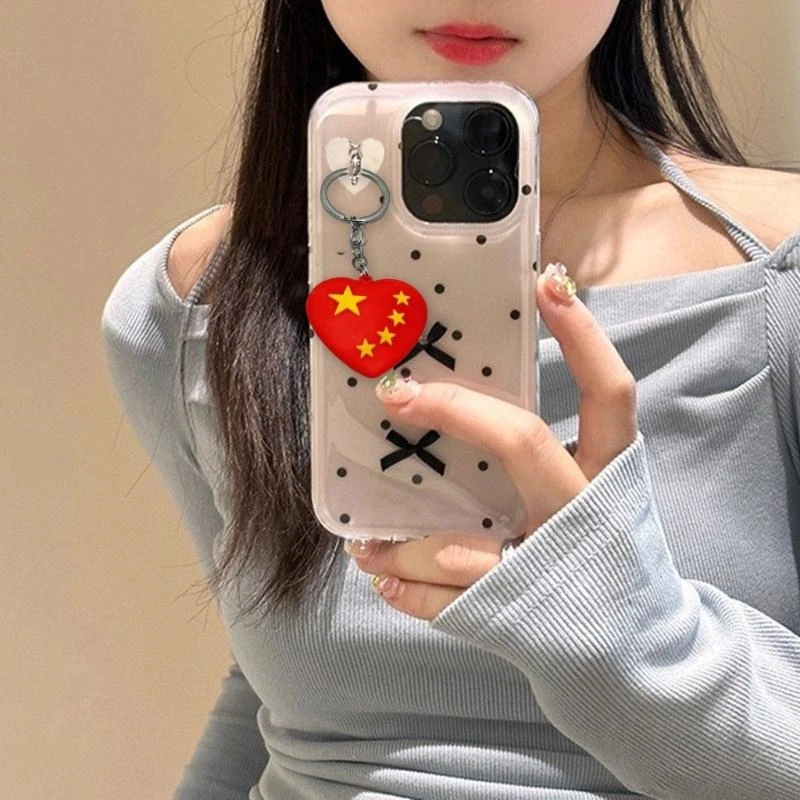 W89C KEQUITA PATRIÓNICO FLAVES NACIONAS NACIONAS CHINAS KEYCHAIN ​​PLATAMENTE CORAZÓN DEL CORAZÓN