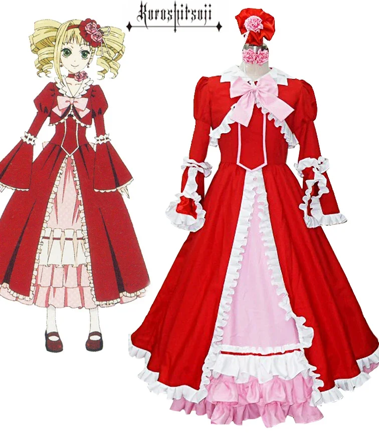 Black Butler Elizabeth Midford Liz Red Lolita Dress Cosplay Costume