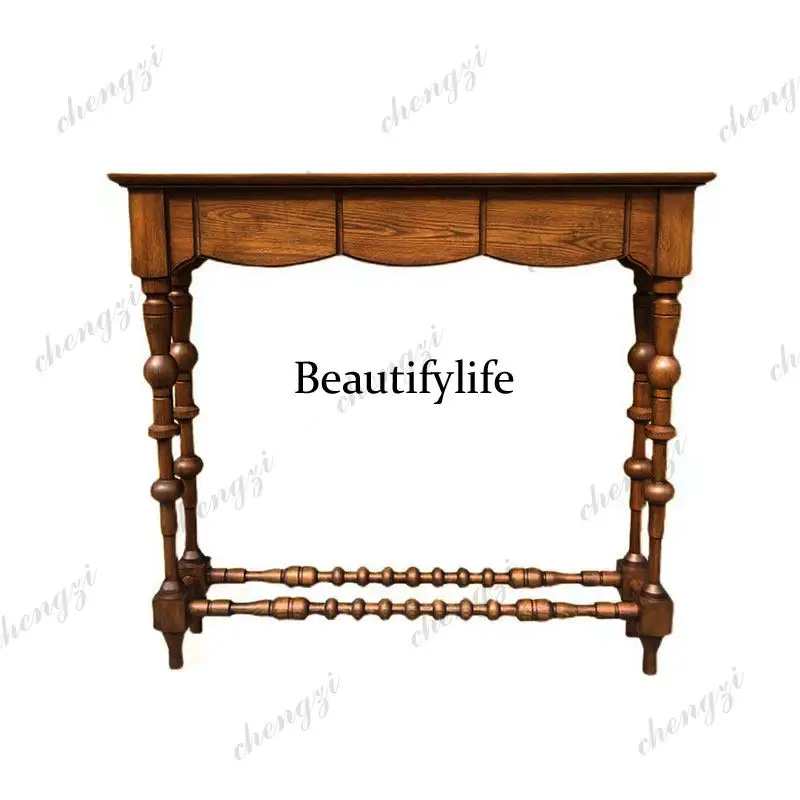 French entrance cabinet retro American entry solid wood carving entrance table European ultra-thin side table