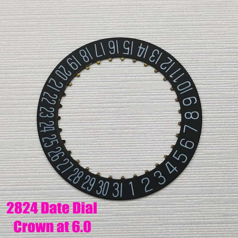 ETA 2824 movimento data quadrante ruota misura 2824 movimento meccanico automatico corona a 3.0 giorni data a 3.0/6.0 nero bianco ruota Movt